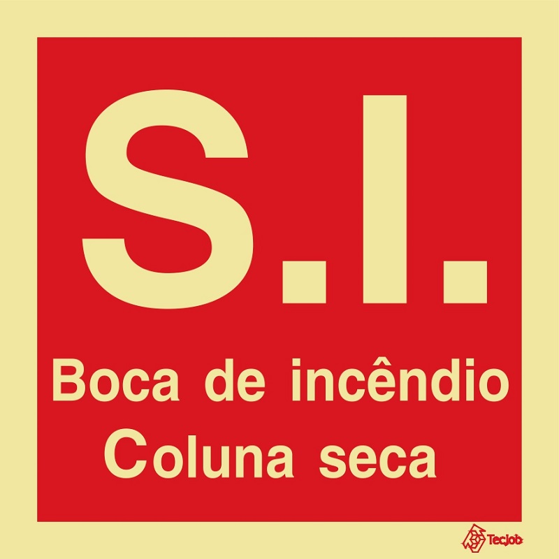 [I0546B] SINAL FOTOLUMINESCENTE S.I. BOCA DE INCÊNDIO COLUNA SECA 150x150mm