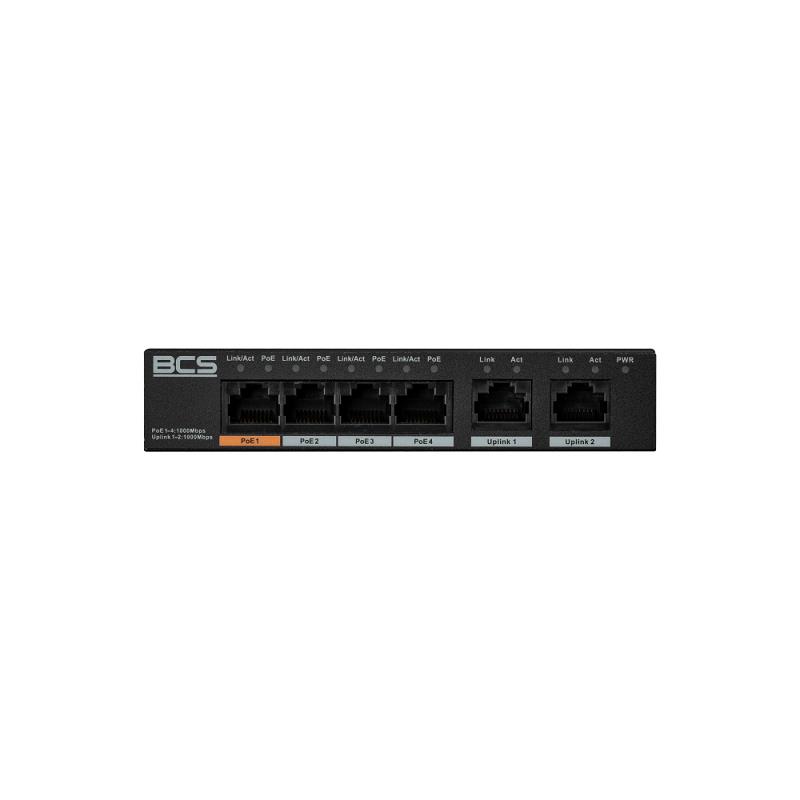 CONMUTADOR BCS LINE 4xPoE 1Gbps + 2xUPLINK 1Gbps 60W 802.3AF/AT/HI-PoE