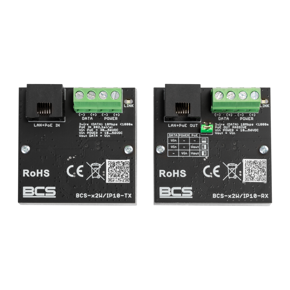 [BCS-X2W/IP10] CONVERSORES ATIVOS ETHERNET/PoE ATÉ 10 Mbps ATÉ 1000m