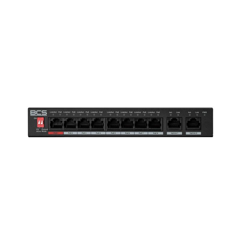 CONMUTADOR GESTIONADO BCS LINE 8xPoE 100Mbps 2xUPLINK 1000Mbps 96W 802.3AF/AT