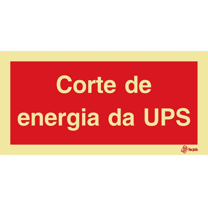 [I0624A] SINAL FOTOLUMINESCENTE CORTE ENERGIA UPS 200x100mm