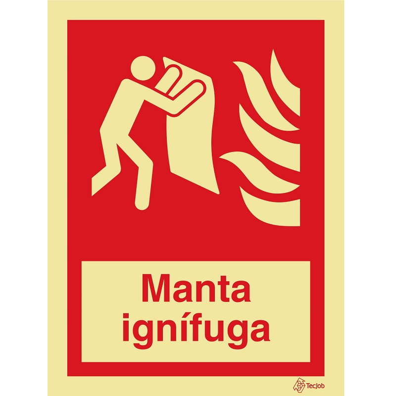 [I0243A] SINAL FOTOLUMINESCENTE MANTA IGNÍFUGA 100x150mm