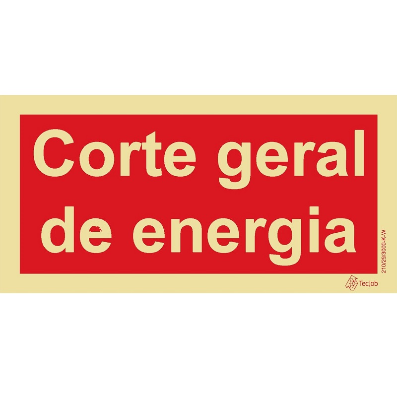 [I0611A] SINAL FOTOLUMINESCENTE CORTE GERAL ENERGIA 200x100mm