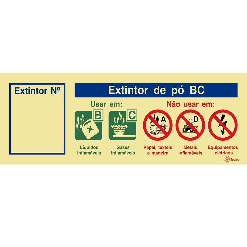 [I0164A] SINAL FOTOLUMINESCENTE AGENTE PÓ BC 240x85mm