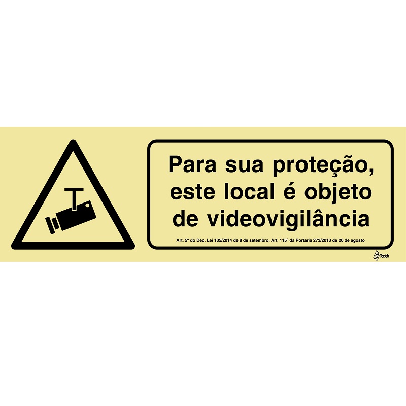 SINAL PVC OPACO CCTV PROTEÇÃO 300x100mm