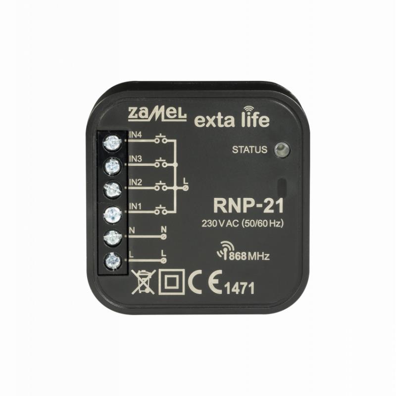 [ZMRNP21] TRANSMISSOR 4 CANAIS 230Vac EXTA LIFE PARA CAIXA APARELHAGEM 