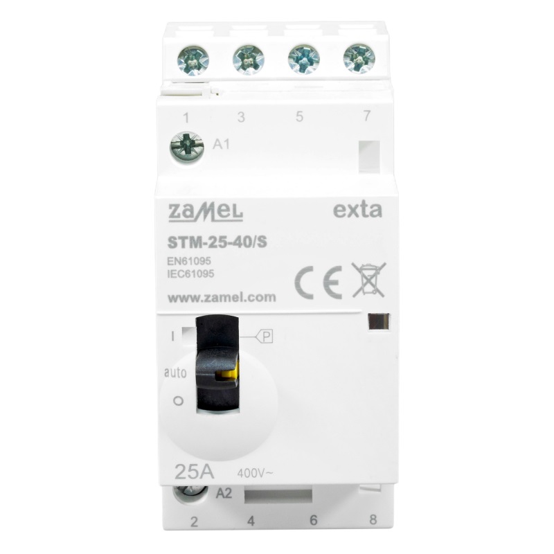 [ZMSTM2540S] CONTACTOR MODULAR ELECTROMAGNÉTICO CON CONTROL MANUAL 25A 4xNA 230Vac