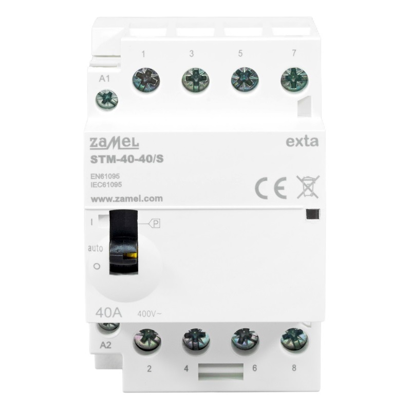 CONTACTOR MODULAR ELECTROMAGNÉTICO COM CONTROLO MANUAL 40A 4xNA 230Vac