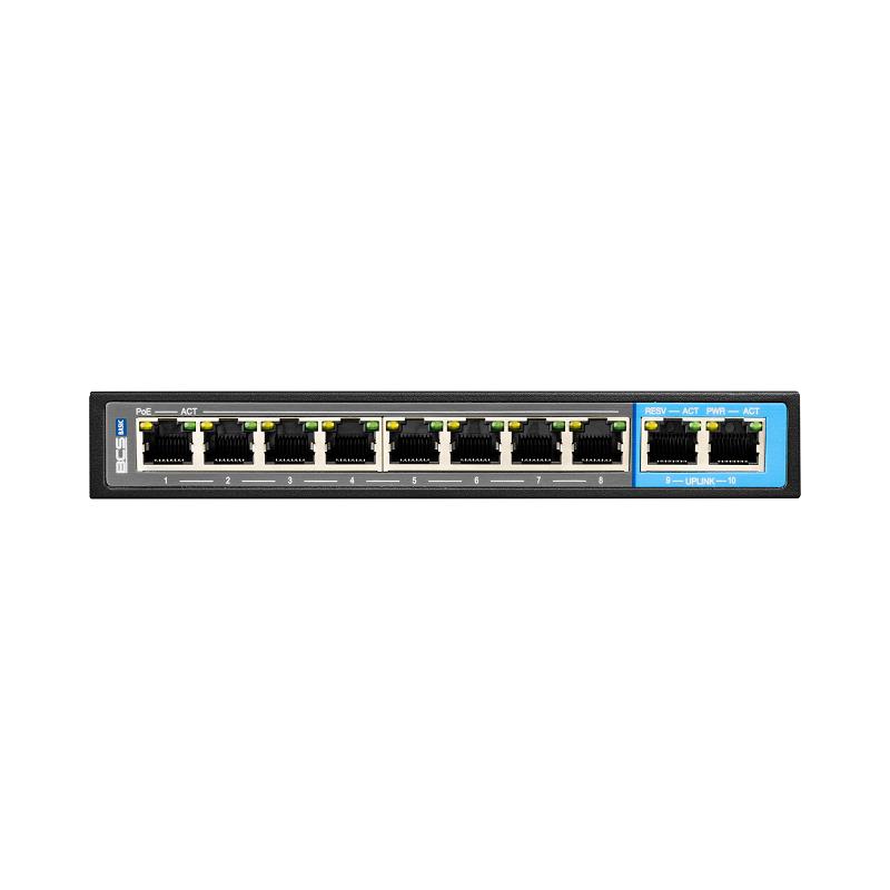SWITCH BCS BASIC 8xPoE 100Mbps + 2xUPLINK 1Gbps 96W 802.3AF/AT