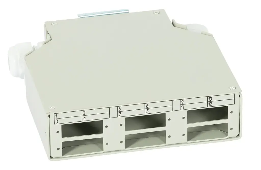 [DPL5316] CAIXA DISTRIBUIÇÃO DE FIBRA ÓTICA CALHA DIN 6x SC DUPLEX/LC QUAD