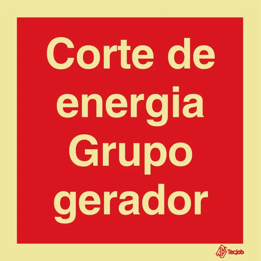 [I0522A] SINAL FOTOLUMINESCENTE CORTE ENERGIA GRUPO GERADOR 150x150mm