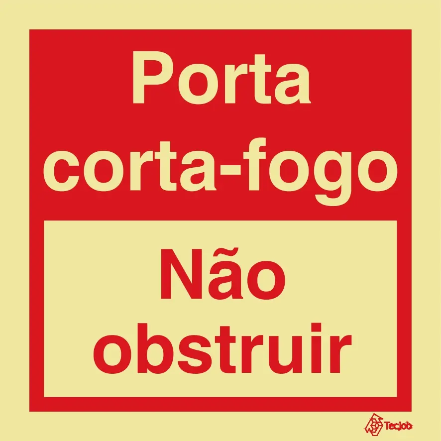 [I0541B] SINAL FOTOLUMINESCENTE PORTA CORTA-FOGO-NÃO OBSTRUIR COM 200X200MM