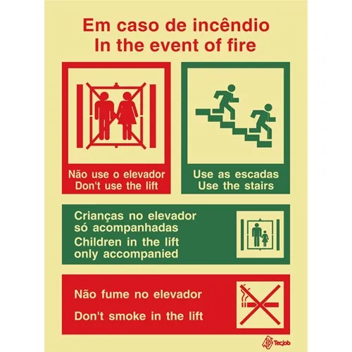 [I0360A] SINAL FOTOLUMINESCENTE EM CASO DE INCÊNDIO 150x200mm