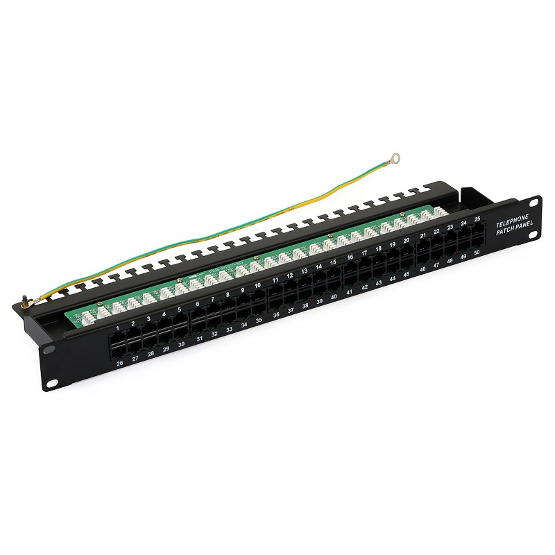 PANEL 50 PUERTAS 8P4C CON SUPORTE CABLES 19" RACK