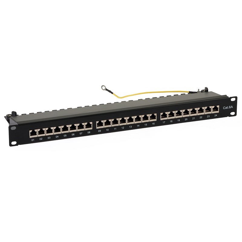 PAINEL 24 PORTAS CAT 6A FTP 0.5U 19" RACK