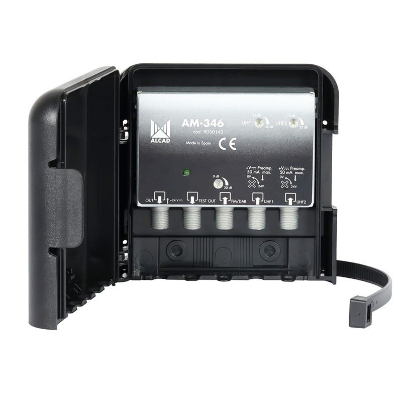 AMPLIFICADOR ANTENA MASTRO AM-346 FM/VHF-UHF-UHF ALCAD