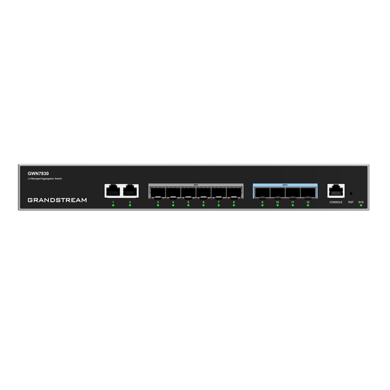 SWITCH AGREGAÇÃO GRANDSTREAM LAYER 3 / 6xSFP / 2xSFP+ / 2xLAN 1GB