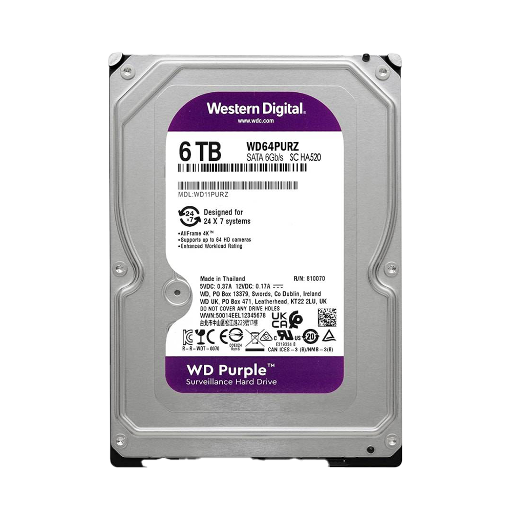 DISCO DURO HDD WD PURPLE 6TB 256MB 3.5" SATA