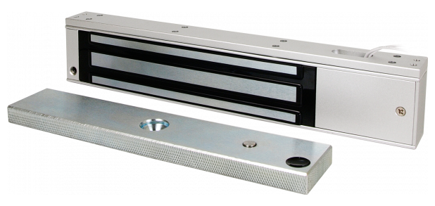 CERRADURA ELECTROMAGNÉTICA CON SENSOR DE SUPERFICIE PARA PUERTA | TIEMPO DE RETARDO12Vdc/480mA 24V/240mA 280kg