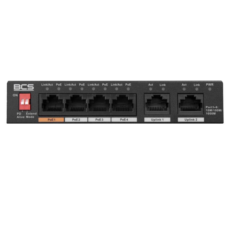 CONMUTADOR BCS LINE 4xPoE 1Gbps + 2xUPLINK 1Gbps 60W 802.3AF/AT