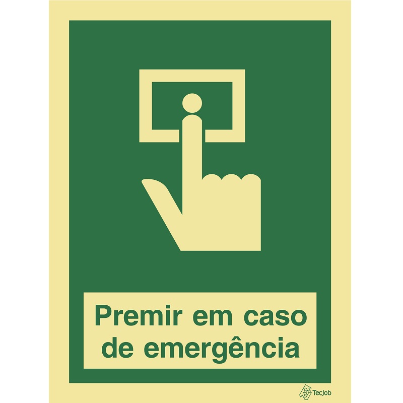 SINAL FOTOLUMINESCENTE PREMIR EM CASO DE EMERGÊNCIA 150x200mm