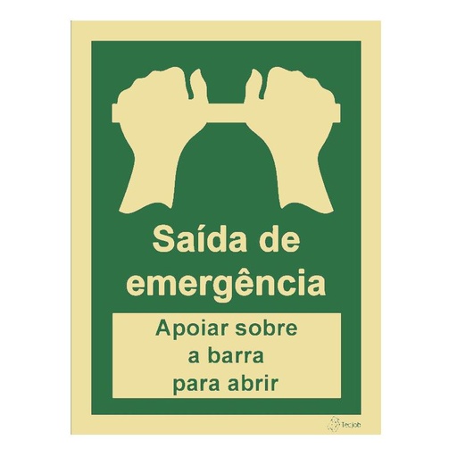 [E0429A] SEÑAL FOTOLUMINISCENTE SALIDA BARRA DE EMPUJE DE EMERGENCIA CON TEXTO 150x200mm