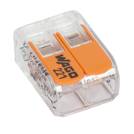 [DPE42112_100] 100x LIGADOR RÁPIDO WAGO 221-412 COMPACT MÁXIMO 4mm2 2 FIOS 