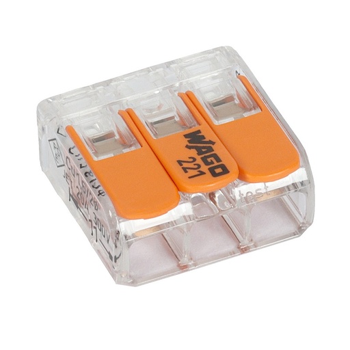 [DPE42113_50] 50x CONECTOR RÁPIDO WAGO 221-413 COMPACT MÁXIMO 4mm2 3 HILOS