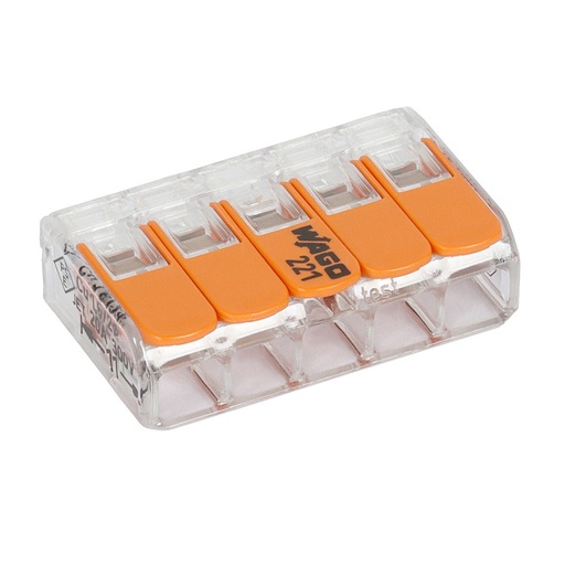 [DPE42115_25] 25x CONECTOR RÁPIDO WAGO 221-415 COMPACT MÁXIMO 4mm2 5 HILOS