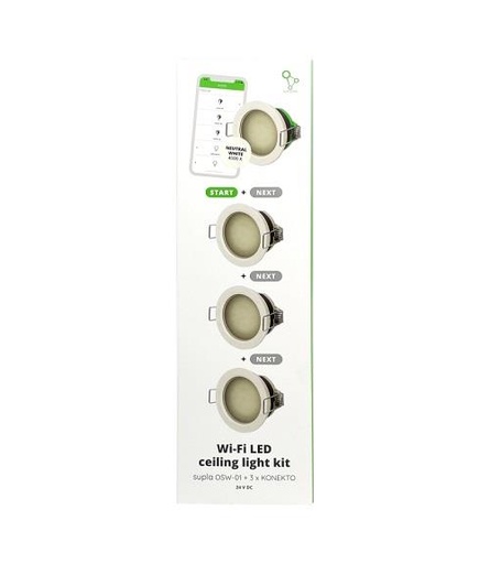 [ZMZSO-01/3000] KIT CONTROLO DE ILUMINAÇÃO WI-FI: 1 OSW-01  + 3 DOWNLIGHTS - 3000K