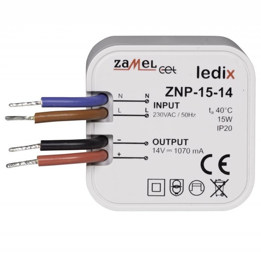 [ZMZNP1514] FONTE ALIMENTAÇÃO LED 14Vdc 15W PARA CAIXA APARELHAGEM