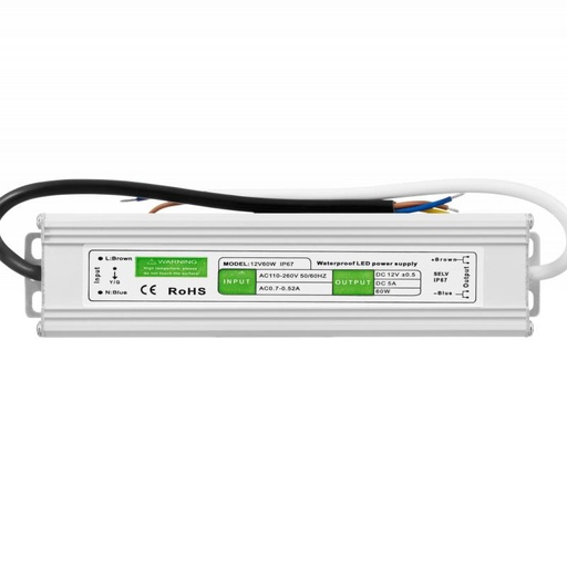 [ZMZAH6012] FONTE ALIMENTAÇÃO LED HERMÉTICA SLIM 12Vdc 60W IP67
