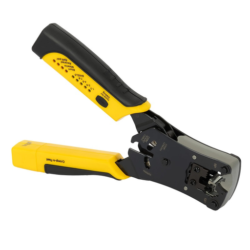 [DPE7915] ALICATE CRAVAR FICHA RJ45 MODULAR 6P4C / 6P6C / 8P8C COM TESTADOR CABOS