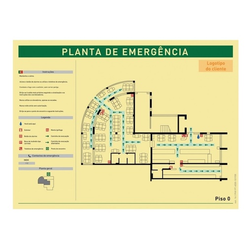 [IS0100B] SINAL FOTOLUMINESCENTE PLANTA EMERGÊNCIA 600x400mm