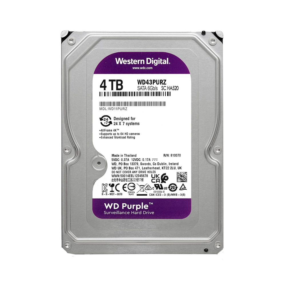 [WD44PURZ] HDD DISCO RÍGIDO WD PURPLE 4TB 256MB 3.5" SATA