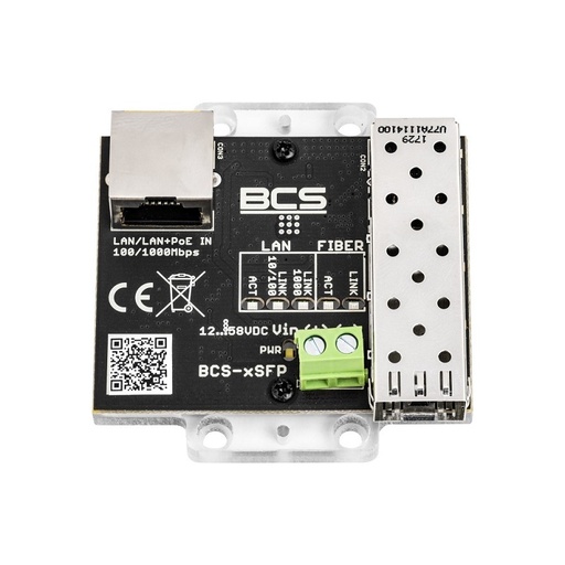 [BCS-XSFP] CONVERSOR MEDIA BCS GIGABIT/SFP FONTE ALIMENTAÇÃO PoE