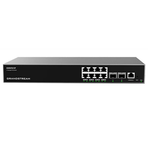 [GWN7811P] SWITCH GERIDO GRANDSTREAM LAYER 3 8xPoE 1GB 2xSFP 10GB