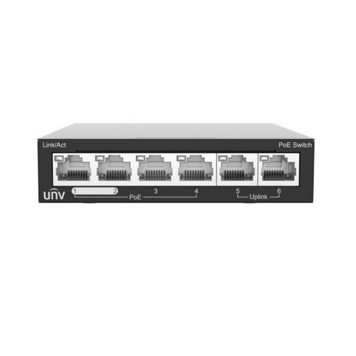 [NSW2020-6T-POE] SWITCH 4xPoE 100Mbps + 2xUPLINK L2 60W MÁXIMO